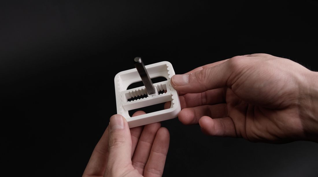 Stamp inserted into the jig