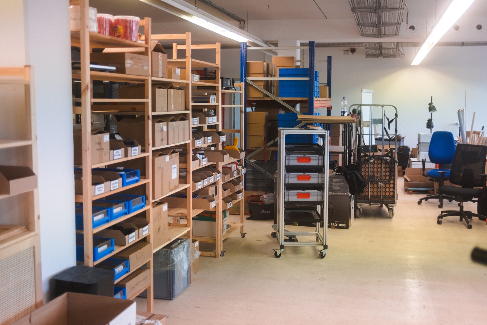 Aaron Rau in the storage room