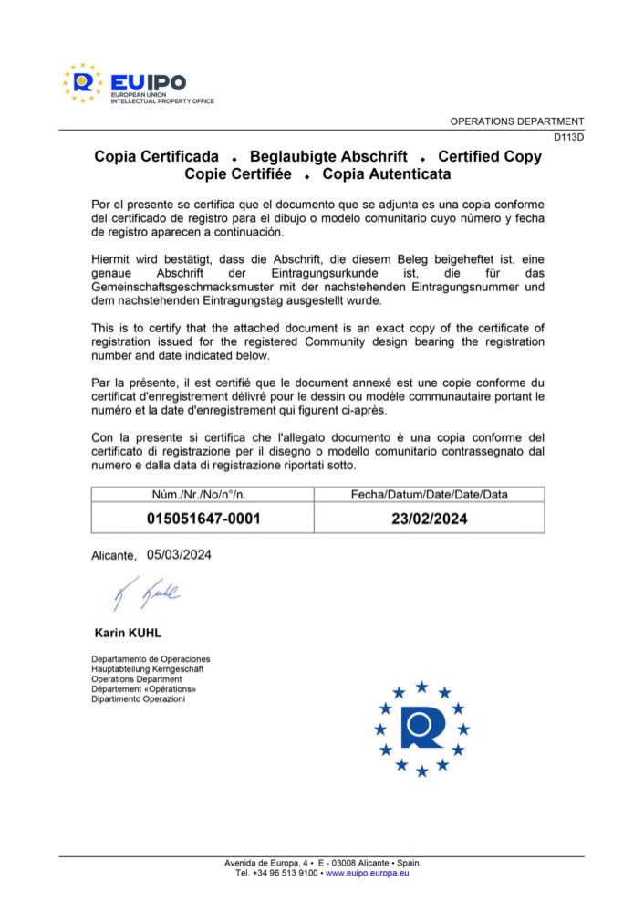EUIPO registered design certificate — phone protection